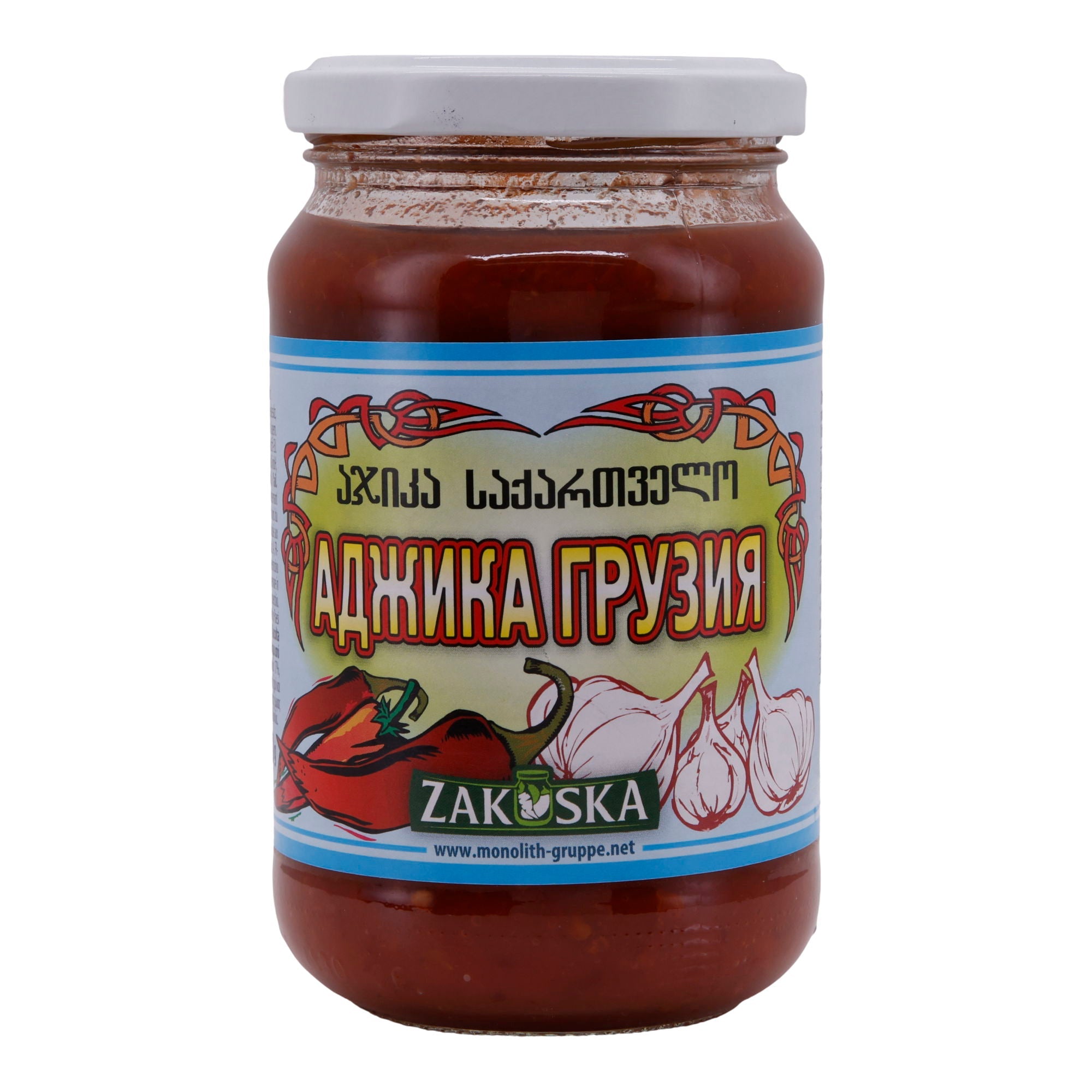 Adschika Sauce Zakuska | Georgische Chili-Knoblauch-Sauce | Würzig, im Glas | 360 g MONOLITH